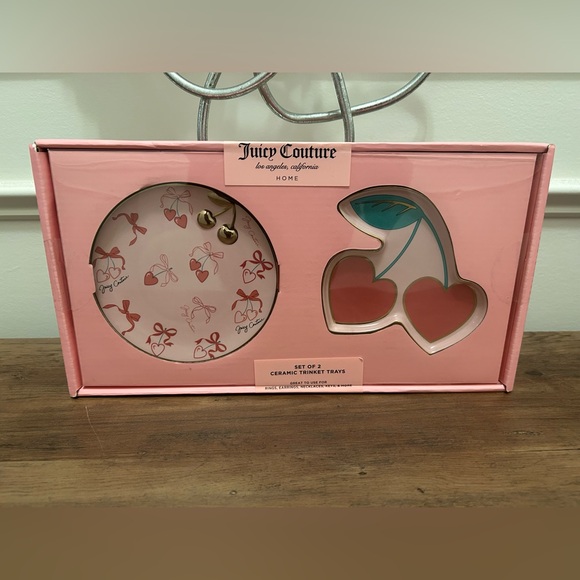 Juicy Couture Ceramic Trinket Tray Set with Cherry Design - Picture 2 of 6